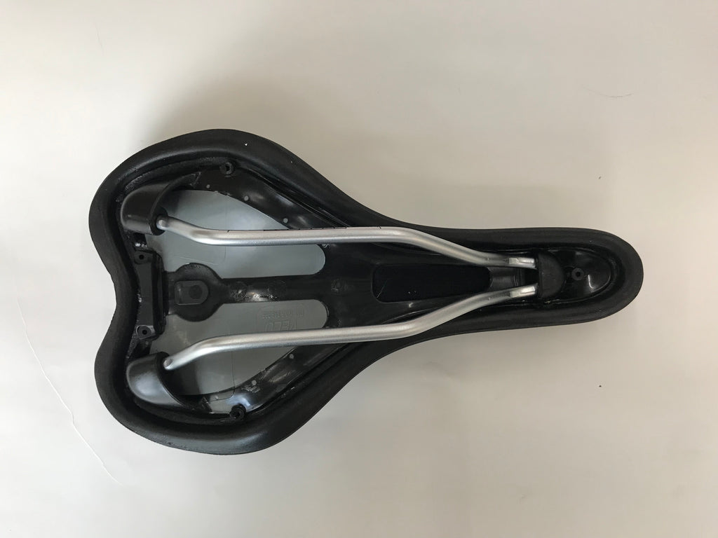 Velo Multi-Purpose Premium Bicycle Saddle Cushion - Black Leather with Silver Steel Rail, Factory Second